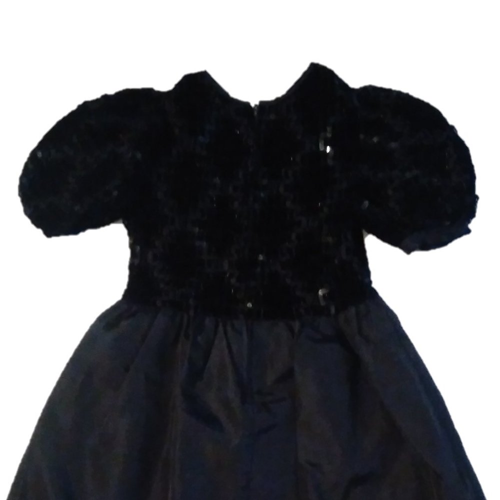 SYLVIA WHYTE Girls 7 BLACK SPARKLE SEQUIN DRESS holidays Christmas Halloween wed - Picture 5 of 15